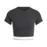 Women Tape Waistband T-Shirt, Black, A701_ONE, thumbnail image number 2