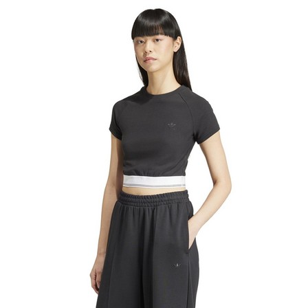 Women Tape Waistband T-Shirt, Black, A701_ONE, large image number 11