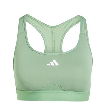 Women Powerreact Training Medium-Support Bra, Green, A701_ONE, large image number 2