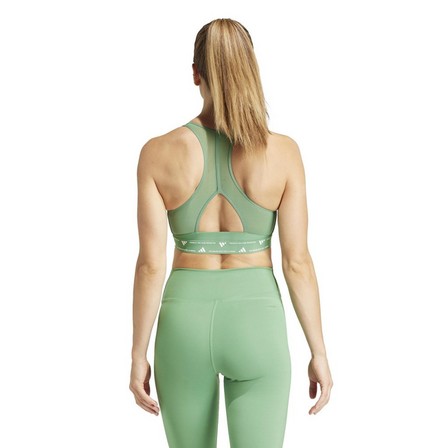 Women Powerreact Training Medium-Support Bra, Green, A701_ONE, large image number 5