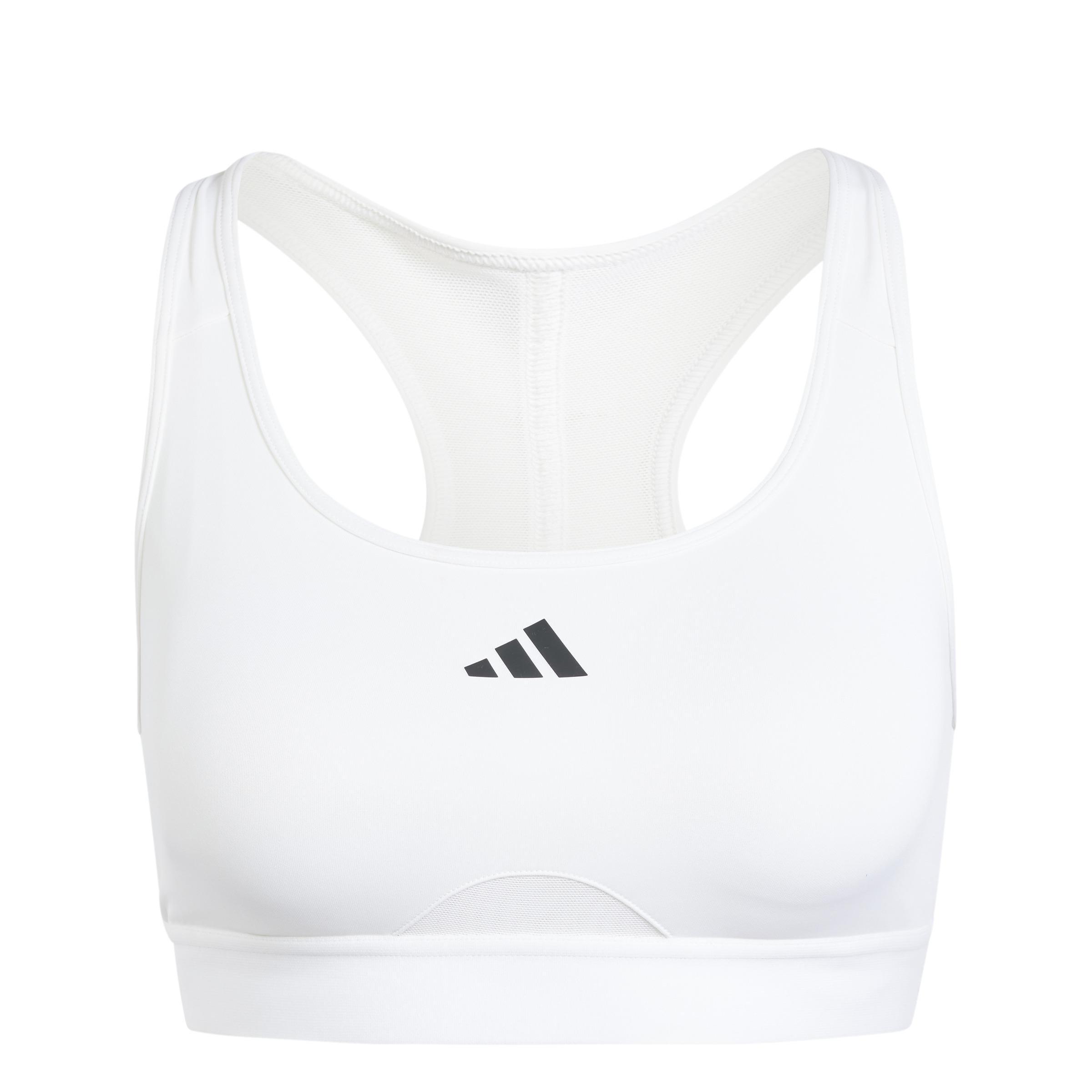 Women Powerreact Training Medium-Support Bra, White, A701_ONE, large image number 2