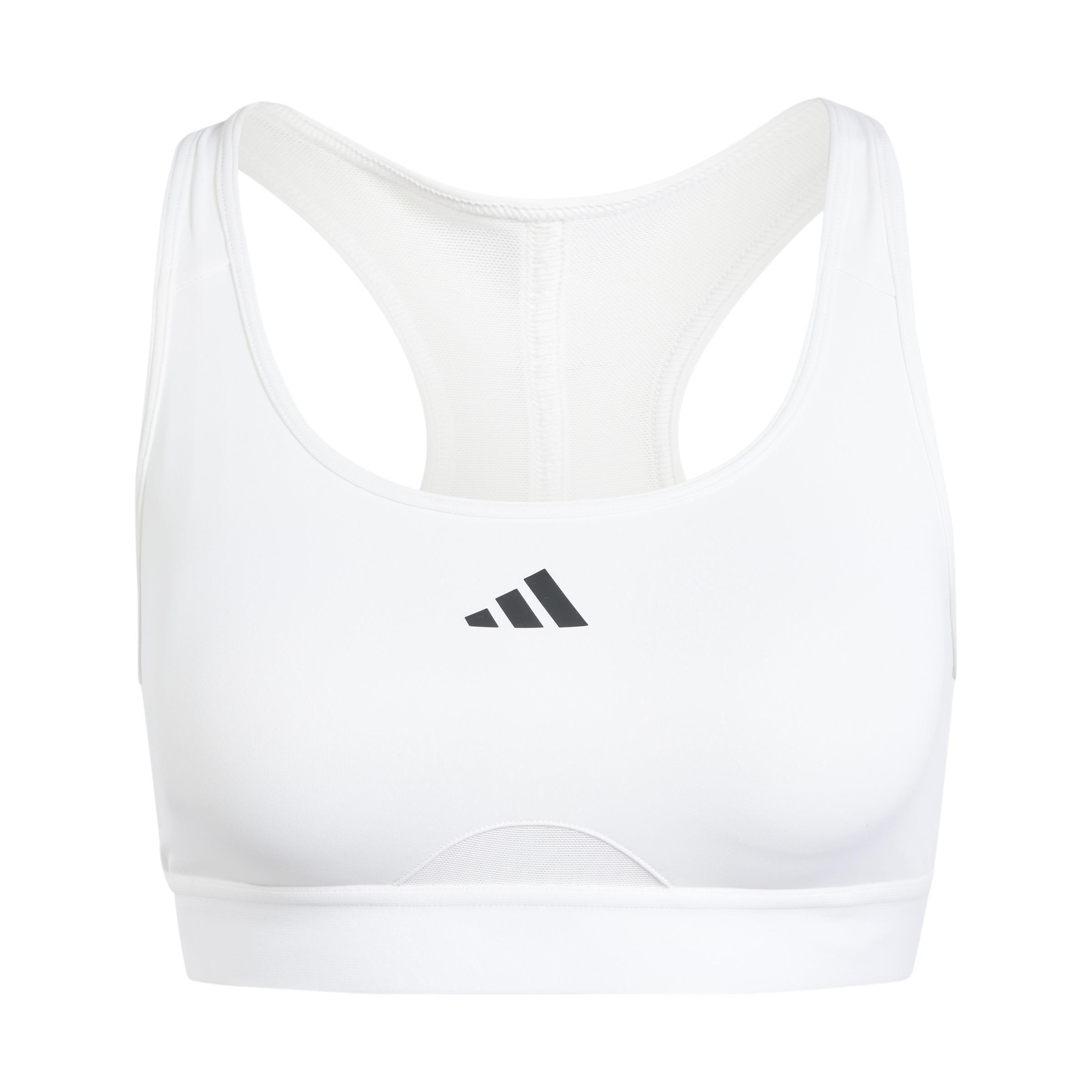 Women Powerreact Training Medium-Support Bra, White, A701_ONE, large image number 3