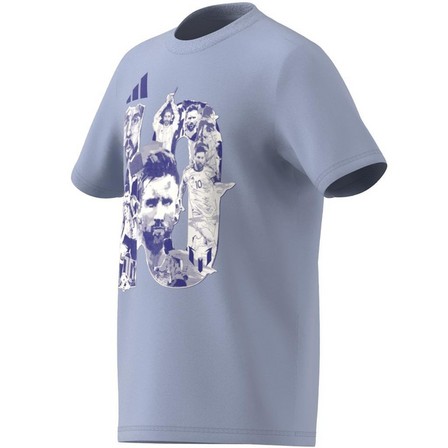 Kids Boys Messi Football Graphic T-Shirt, Blue, A701_ONE, large image number 7