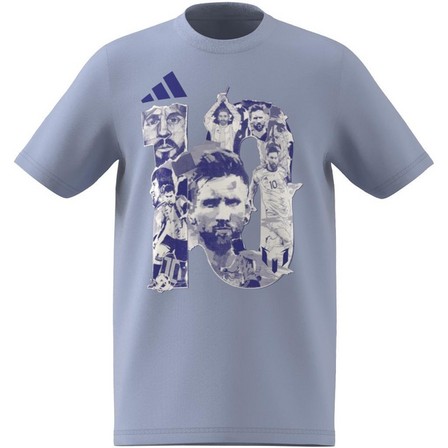 Kids Boys Messi Football Graphic T-Shirt, Blue, A701_ONE, large image number 8