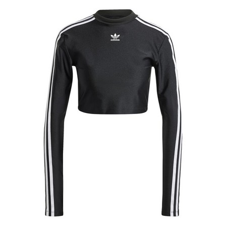 Women 3-Stripes Cropped Long-Sleeve Top, Black, A701_ONE, large image number 1