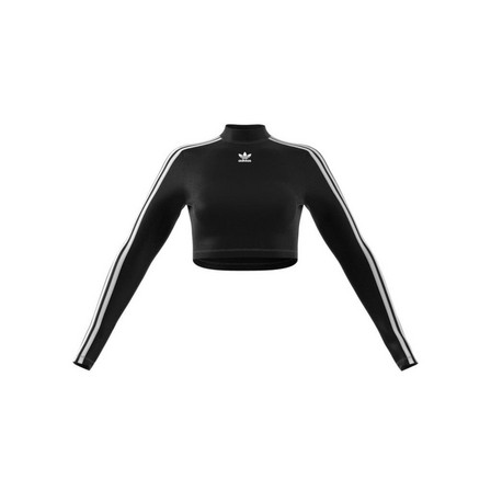 Women 3-Stripes Cropped Long-Sleeve Top, Black, A701_ONE, large image number 8