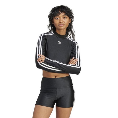Women 3-Stripes Cropped Long-Sleeve Top, Black, A701_ONE, large image number 14