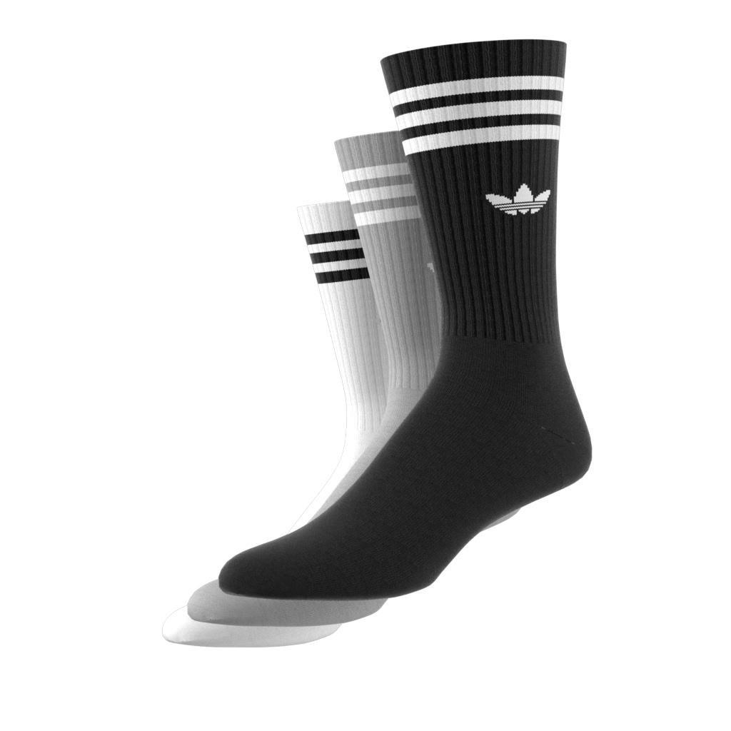 Unisex Solid Crew Socks 3 Pairs, White, , large image number 1