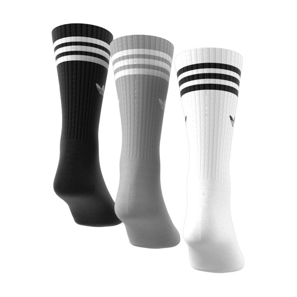 Unisex Solid Crew Socks 3 Pairs, White, , large image number 2