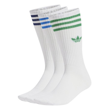 Unisex Solid Crew Socks 3 Pairs, White, A701_ONE, large image number 1