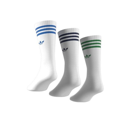 Unisex Solid Crew Socks 3 Pairs, White, A701_ONE, large image number 7