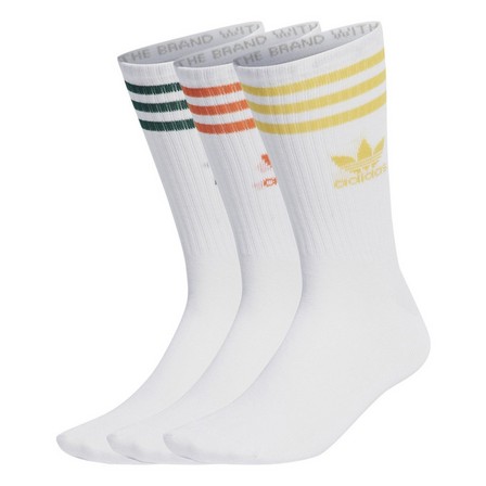 Unisex Mid Cut Crew Socks 3 Pairs, White, A701_ONE, large image number 0