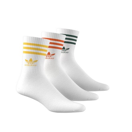 Unisex Mid Cut Crew Socks 3 Pairs, White, A701_ONE, large image number 1