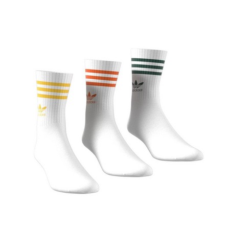 Unisex Mid Cut Crew Socks 3 Pairs, White, A701_ONE, large image number 2