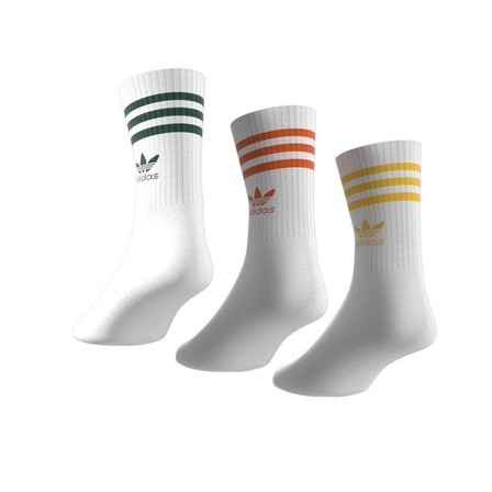 Unisex Mid Cut Crew Socks 3 Pairs, White, A701_ONE, large image number 4