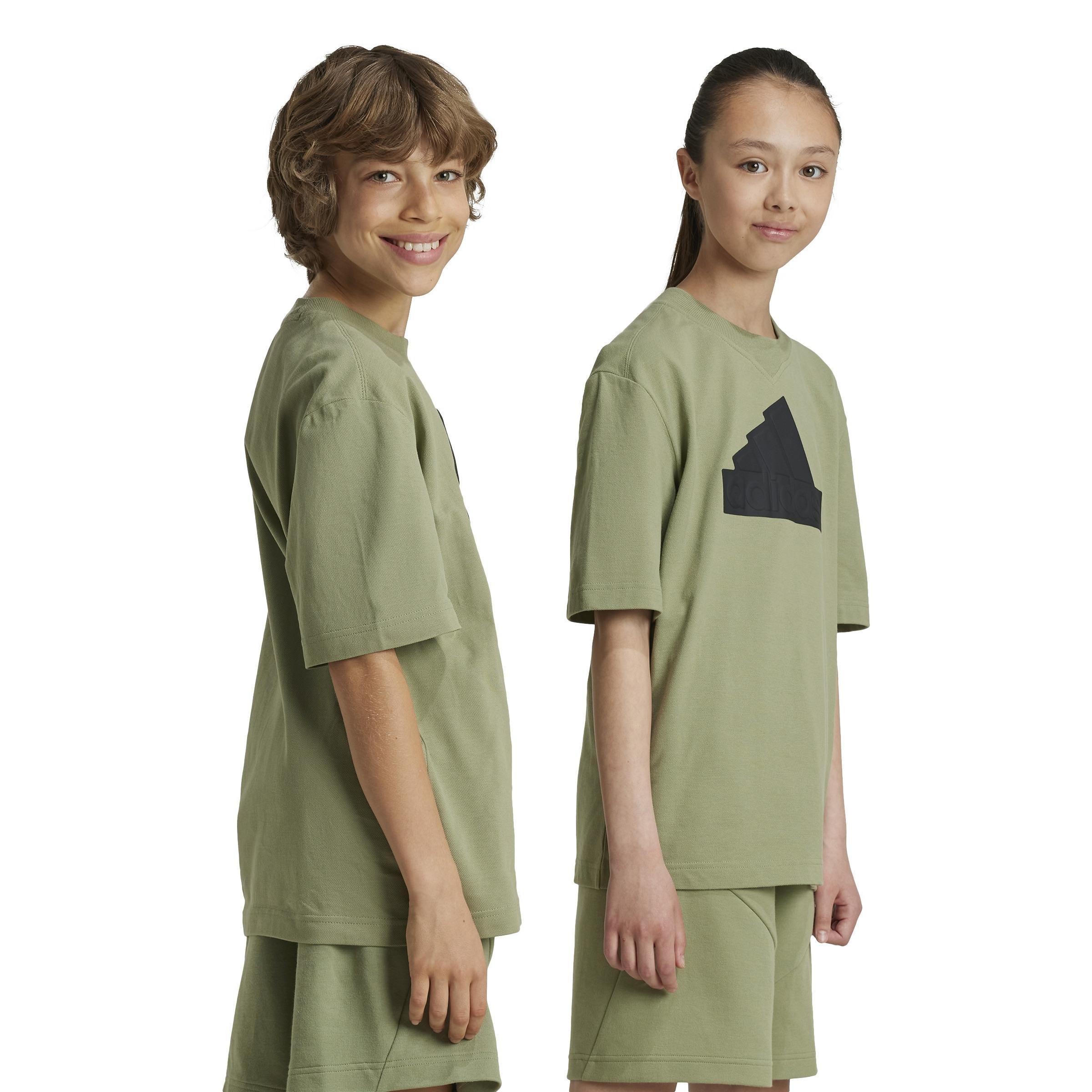 Kids Unisex Future Icons Logo Pique T-Shirt, Green, A701_ONE, large image number 3