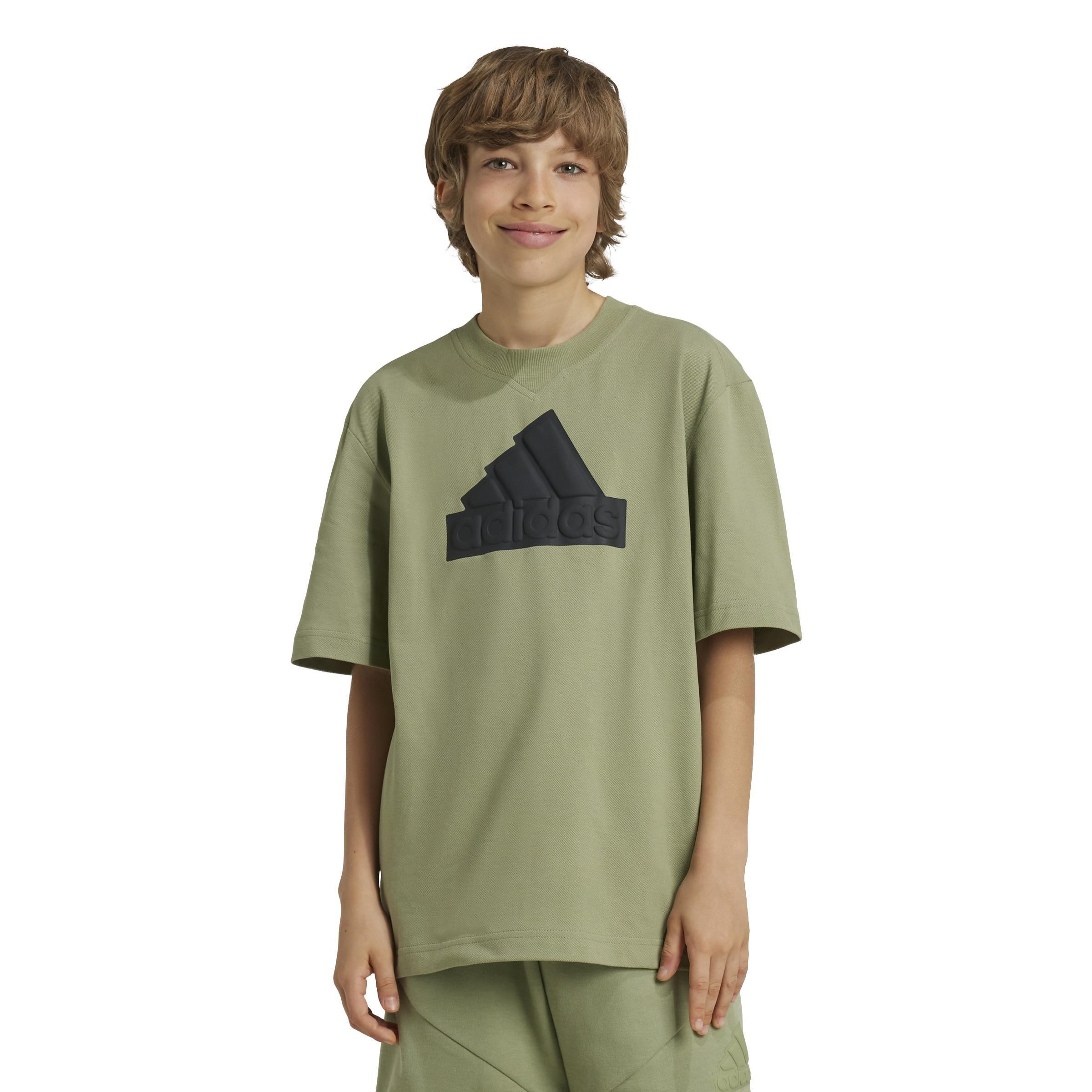 Kids Unisex Future Icons Logo Pique T-Shirt, Green, A701_ONE, large image number 11