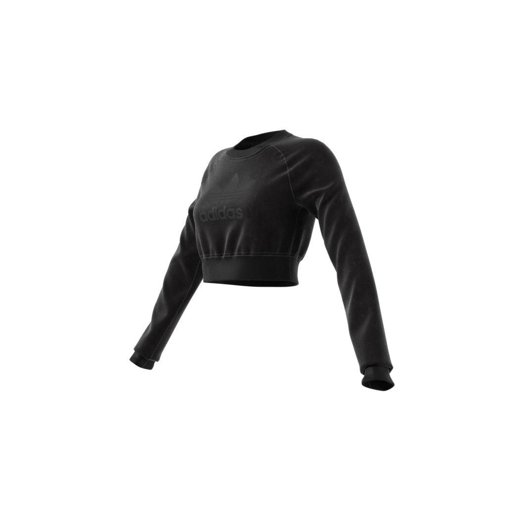 Washed Cropped Trefoil Sweatshirt, Black, A701_ONE, large image number 10