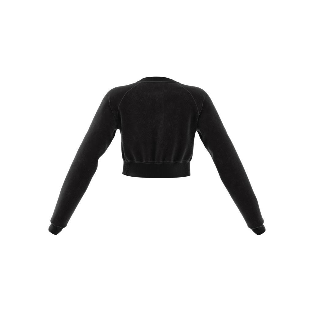 Washed Cropped Trefoil Sweatshirt, Black, A701_ONE, large image number 12