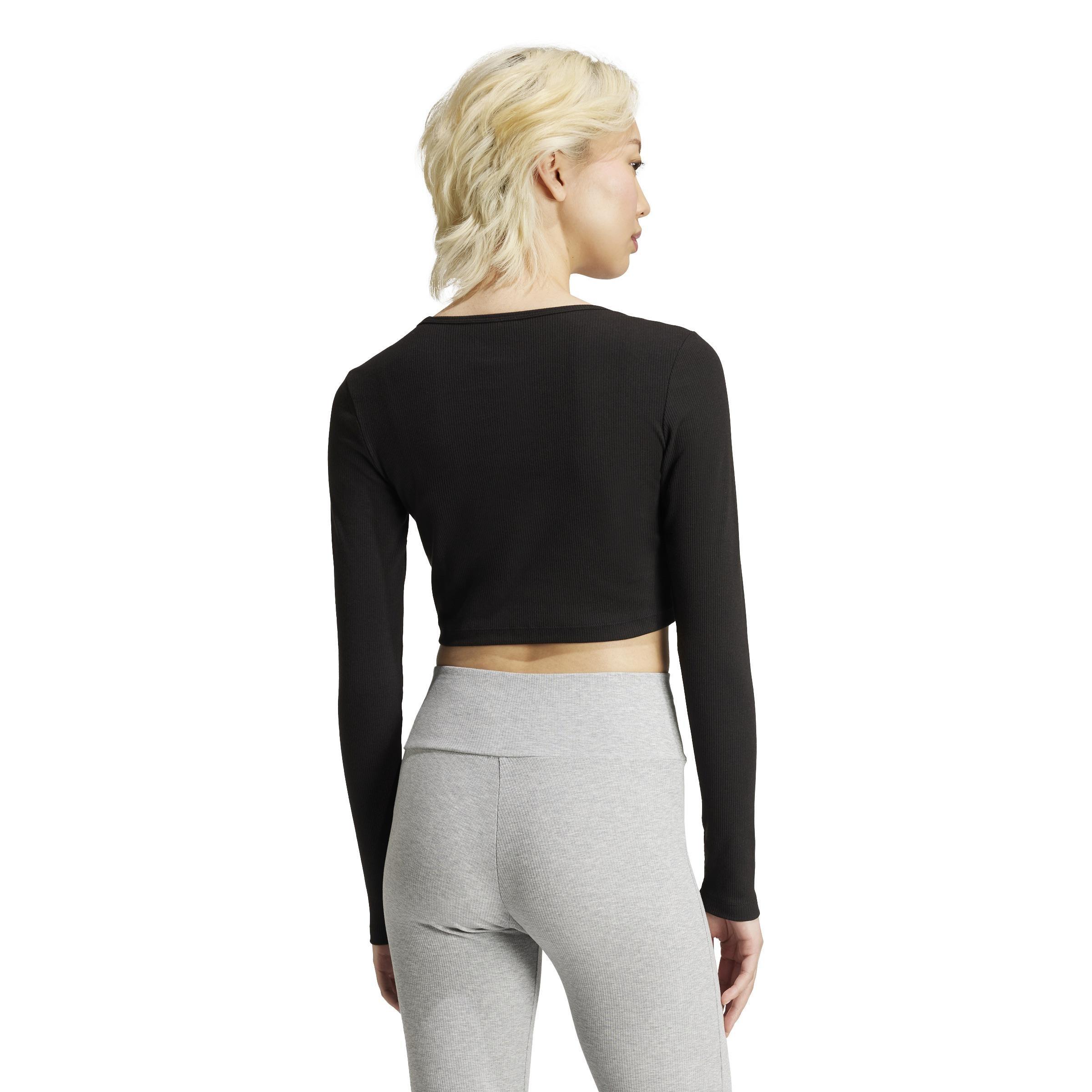 Essentials Ribbed Crop Long Sleeve Long-Sleeve Top, Multicolour, A701_ONE, large image number 3