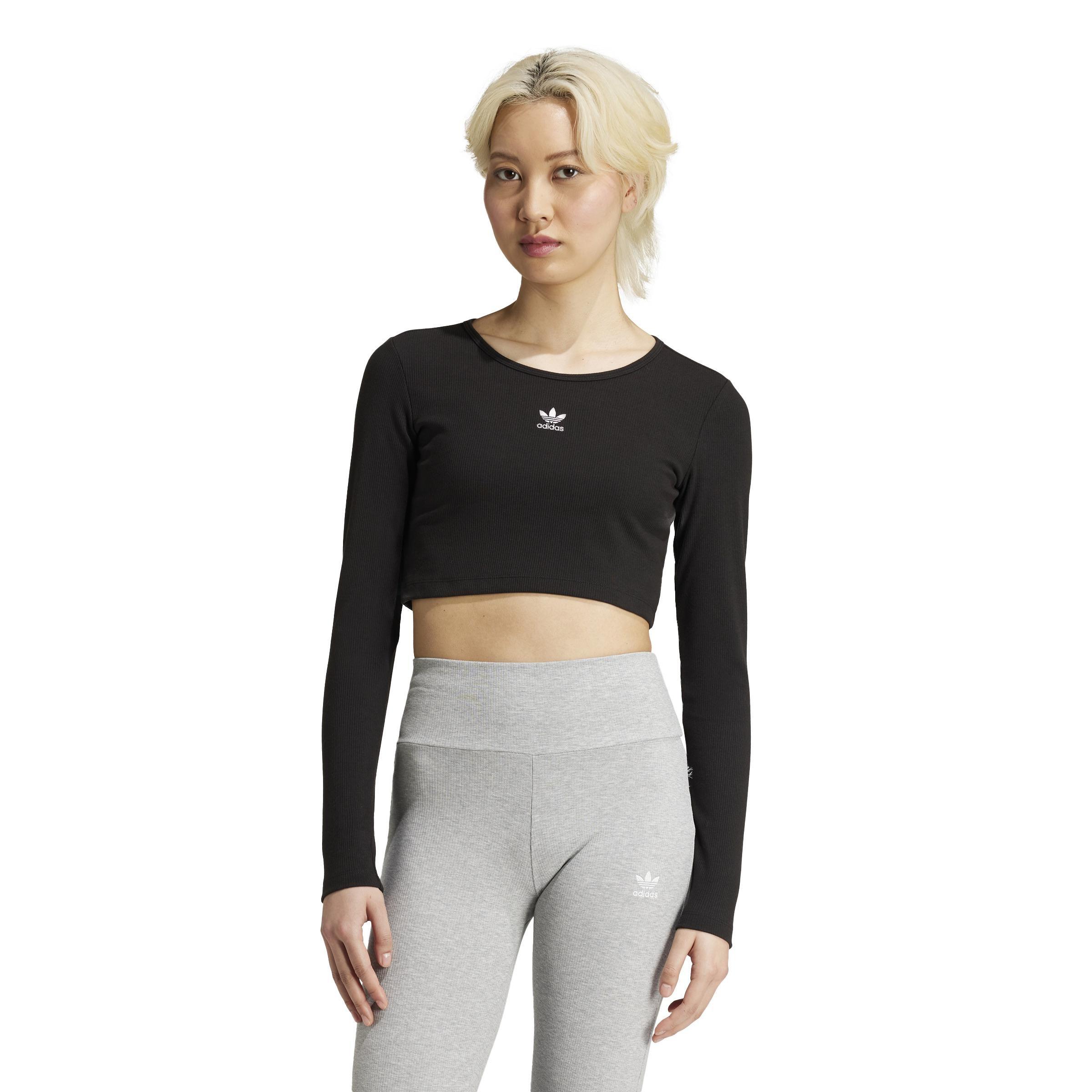 Essentials Ribbed Crop Long Sleeve Long-Sleeve Top, Multicolour, A701_ONE, large image number 12