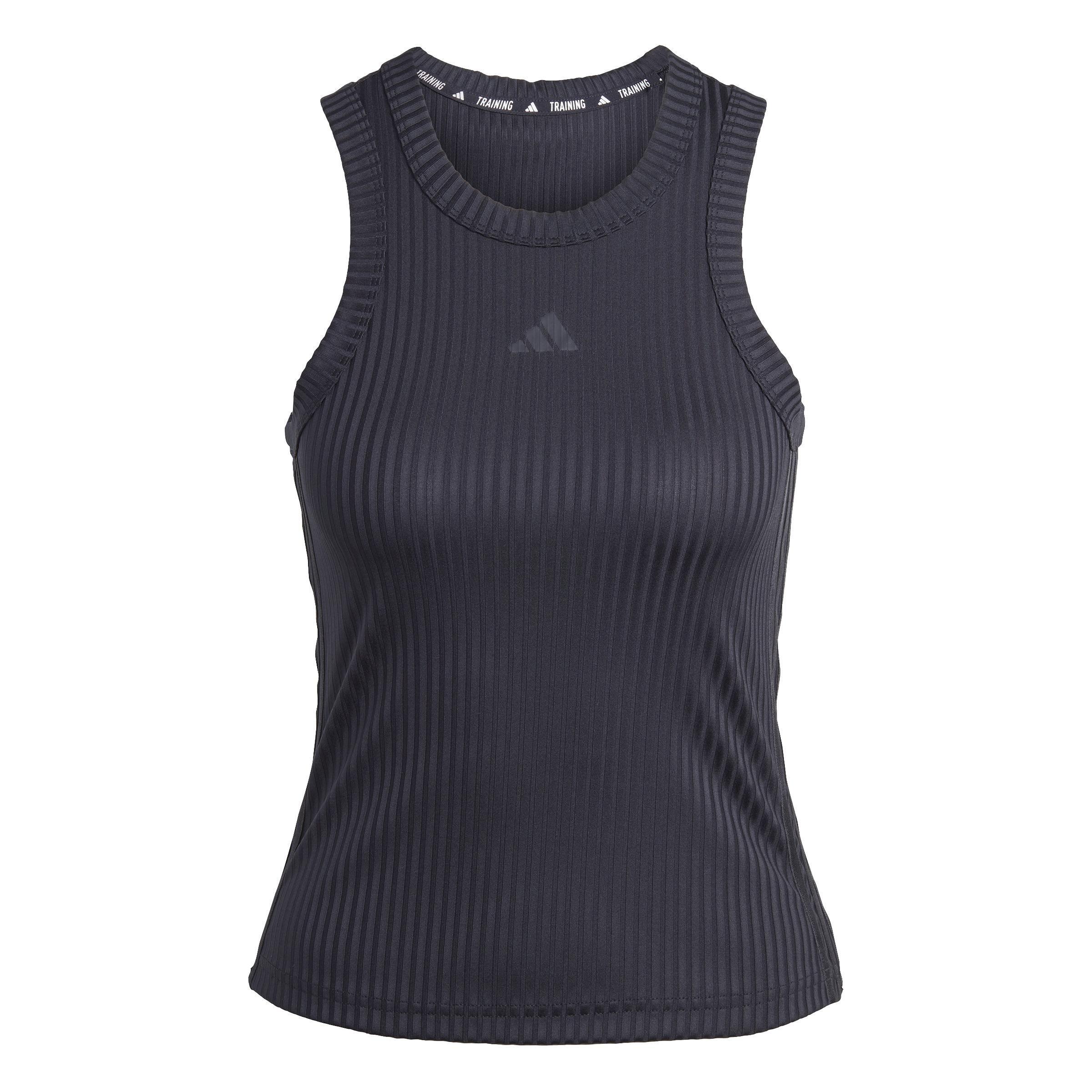 All Gym Seasonal Rib Tight Fit Tonal 3-Stripes Tank Top, Black, , large image number 1
