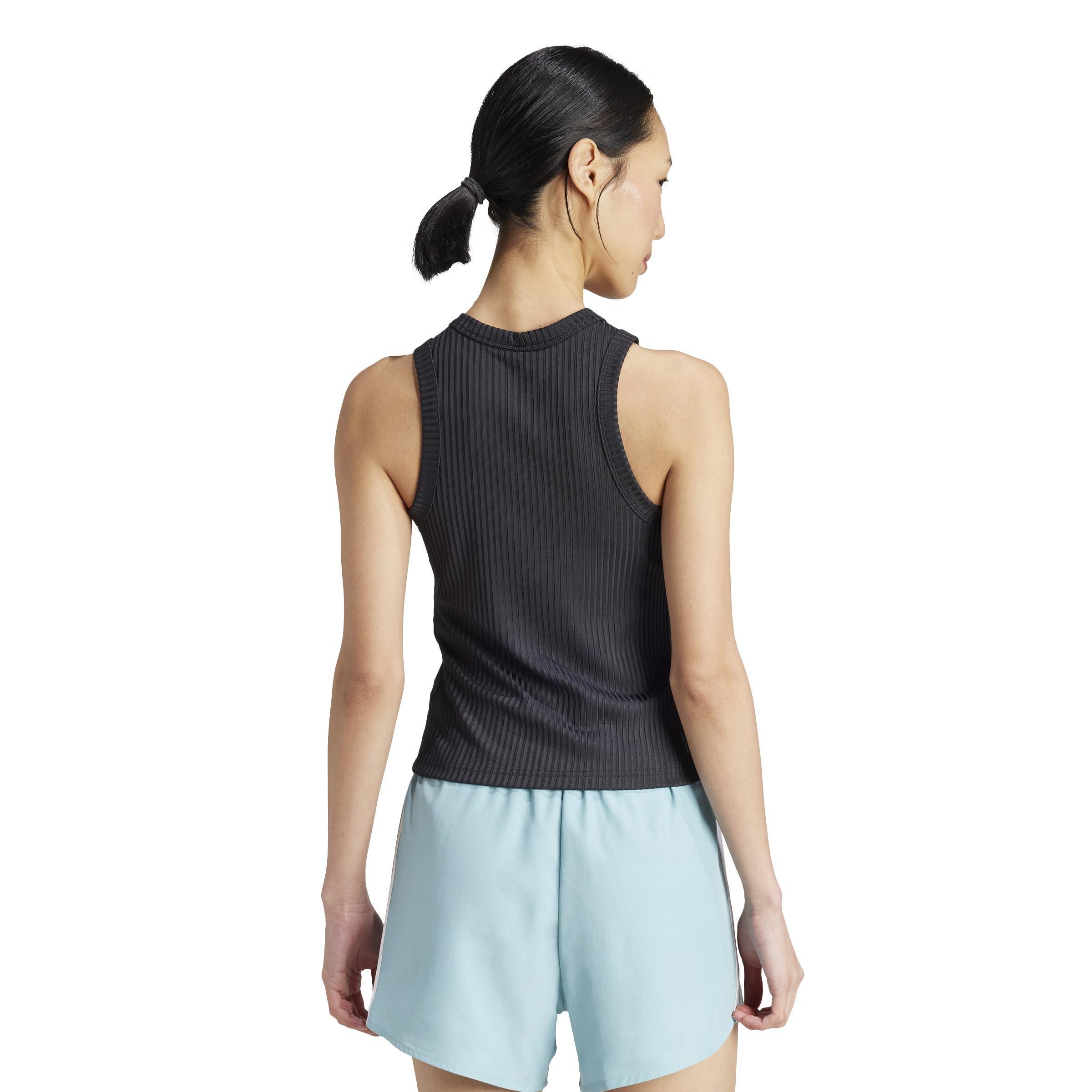 All Gym Seasonal Rib Tight Fit Tonal 3-Stripes Tank Top, Black, , large image number 3