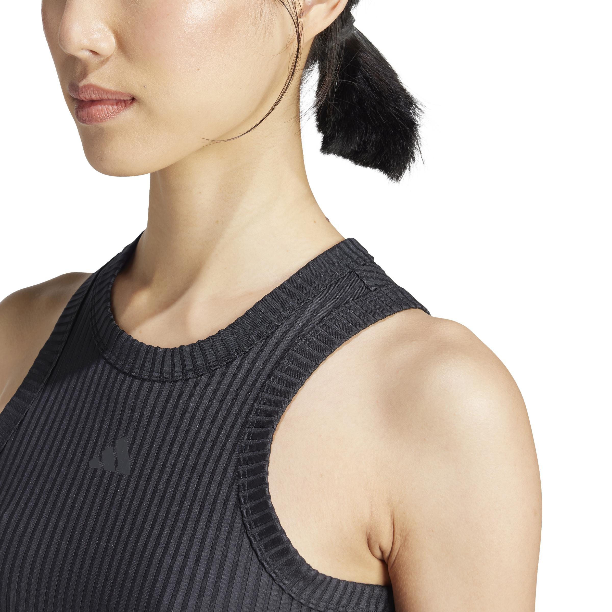 All Gym Seasonal Rib Tight Fit Tonal 3-Stripes Tank Top, Black, , large image number 5