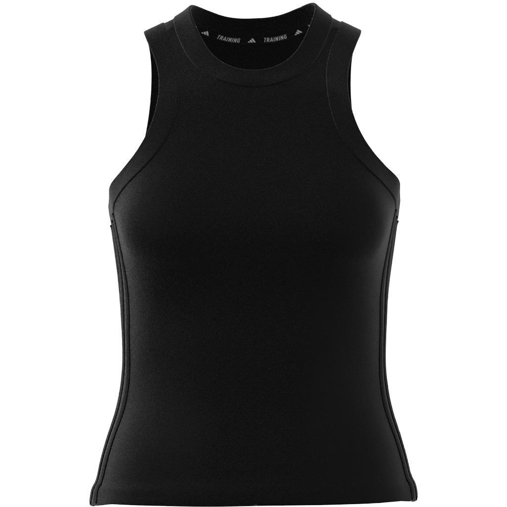 Women All Gym Seasonal Rib Tight Fit Tonal 3-Stripes Tank Top, Black, A701_ONE, large image number 7