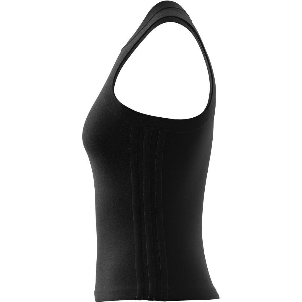 Women All Gym Seasonal Rib Tight Fit Tonal 3-Stripes Tank Top, Black, A701_ONE, large image number 9