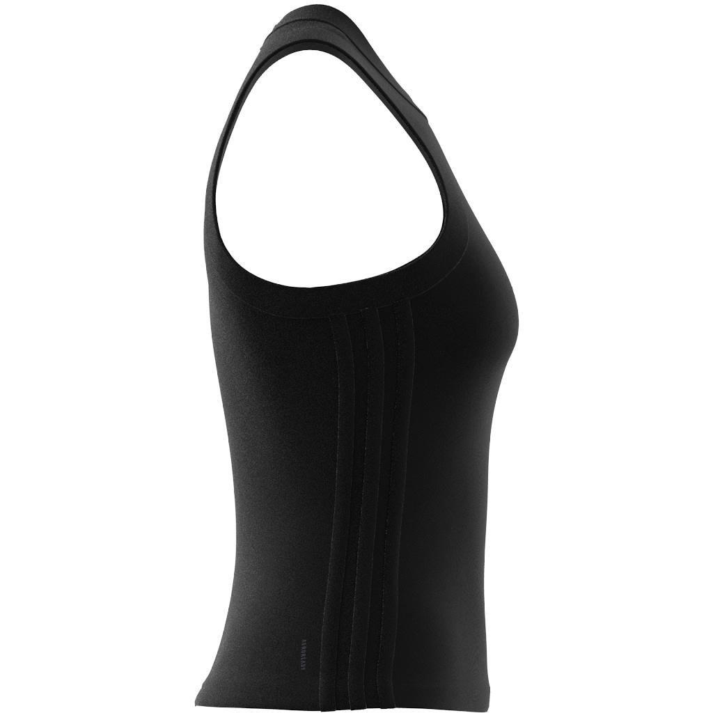 Women All Gym Seasonal Rib Tight Fit Tonal 3-Stripes Tank Top, Black, A701_ONE, large image number 10