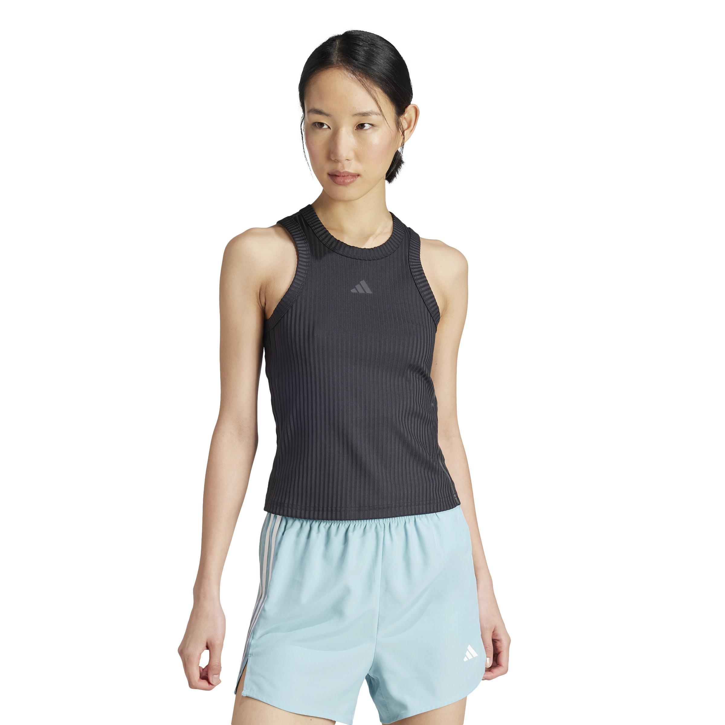 All Gym Seasonal Rib Tight Fit Tonal 3-Stripes Tank Top, Black, , large image number 14