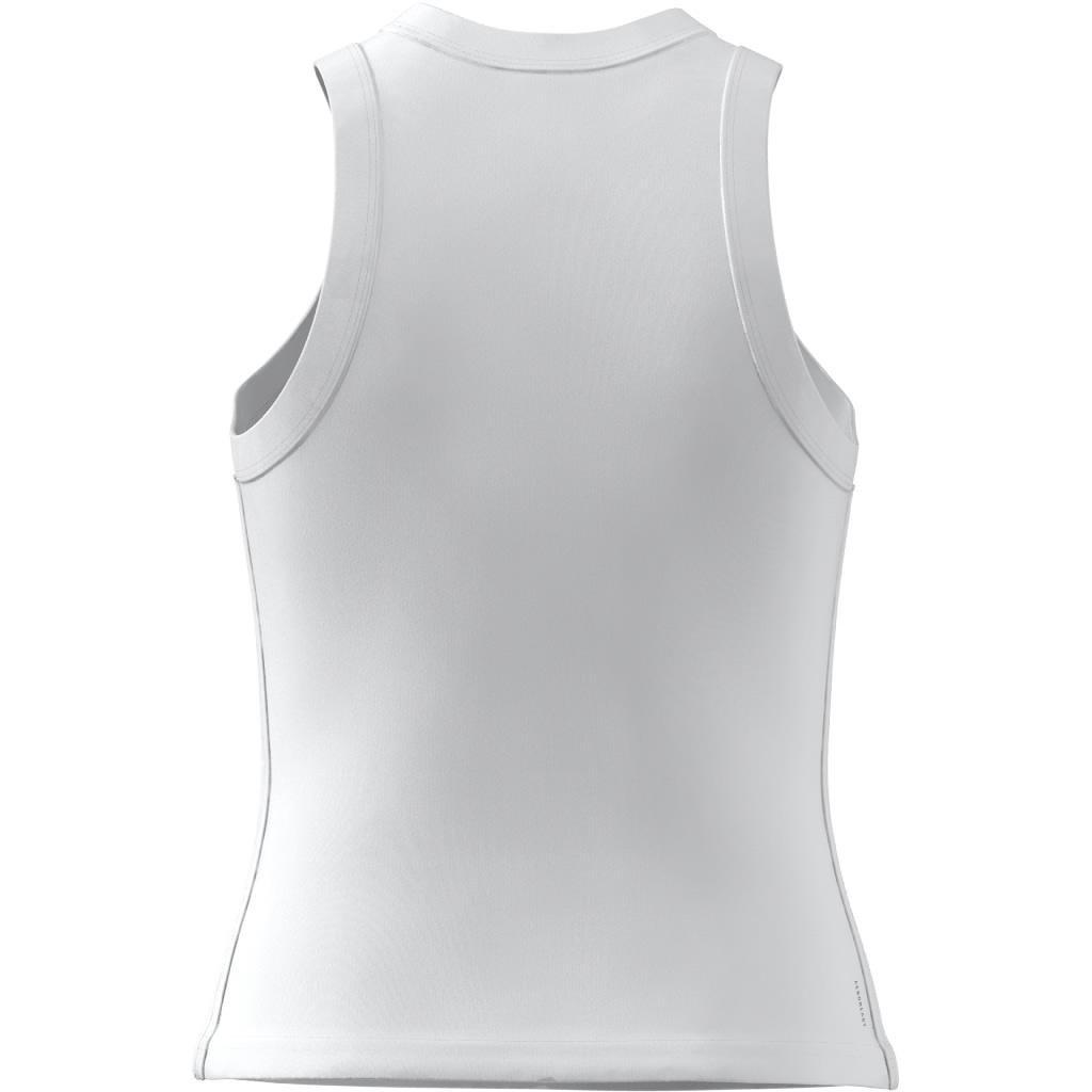 Women All Gym Seasonal Rib Tight Fit Tonal 3-Stripes Tank Top, White, A701_ONE, large image number 8