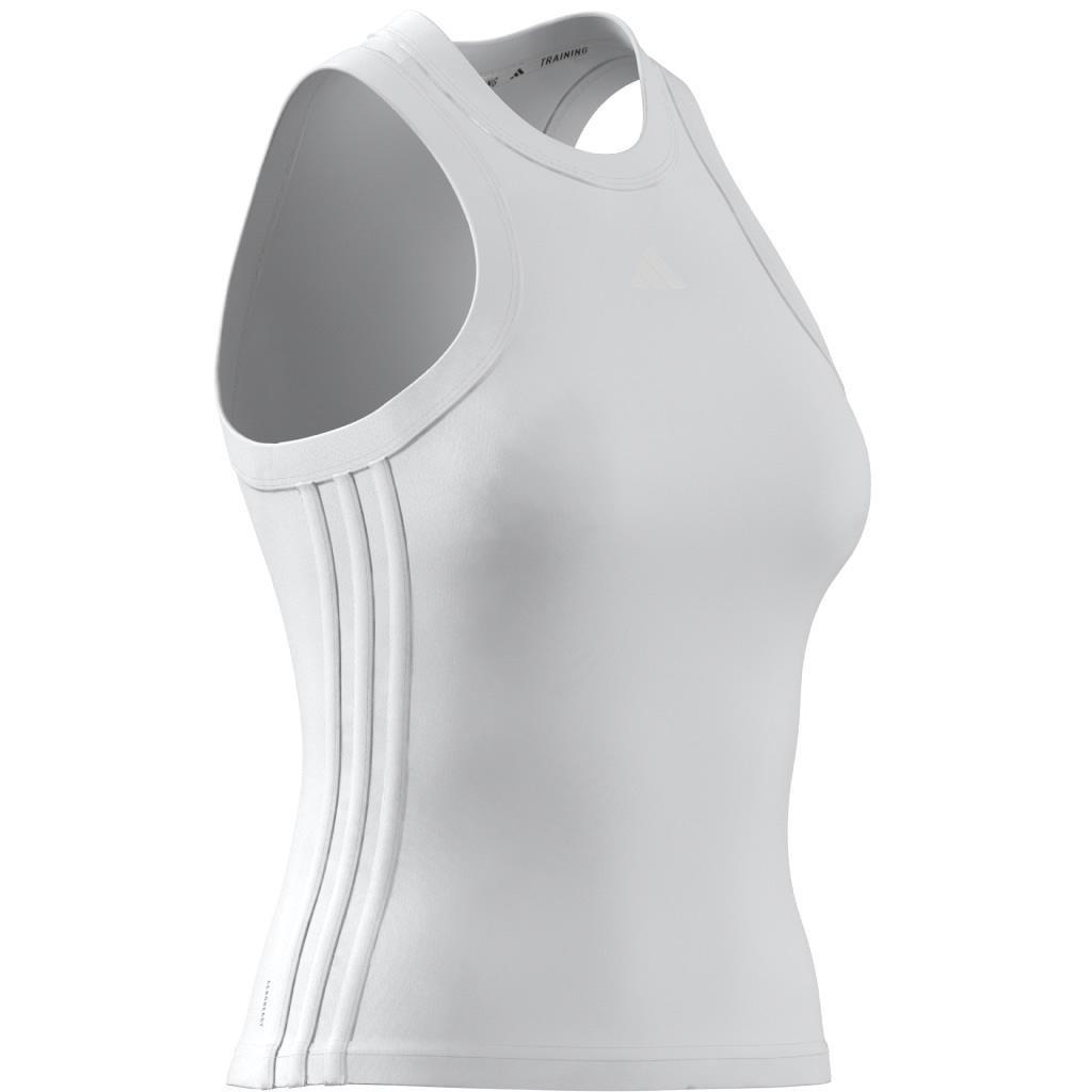 Women All Gym Seasonal Rib Tight Fit Tonal 3-Stripes Tank Top, White, A701_ONE, large image number 11