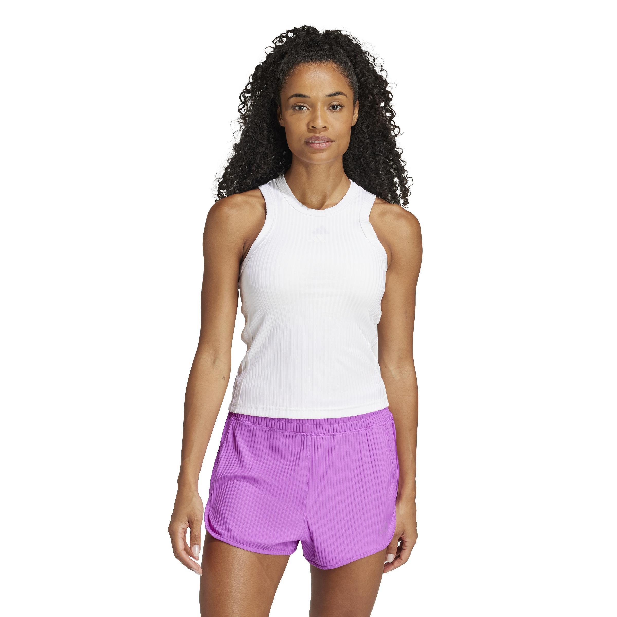 All Gym Seasonal Rib Tight Fit Tonal 3-Stripes Tank Top, White, , large image number 12