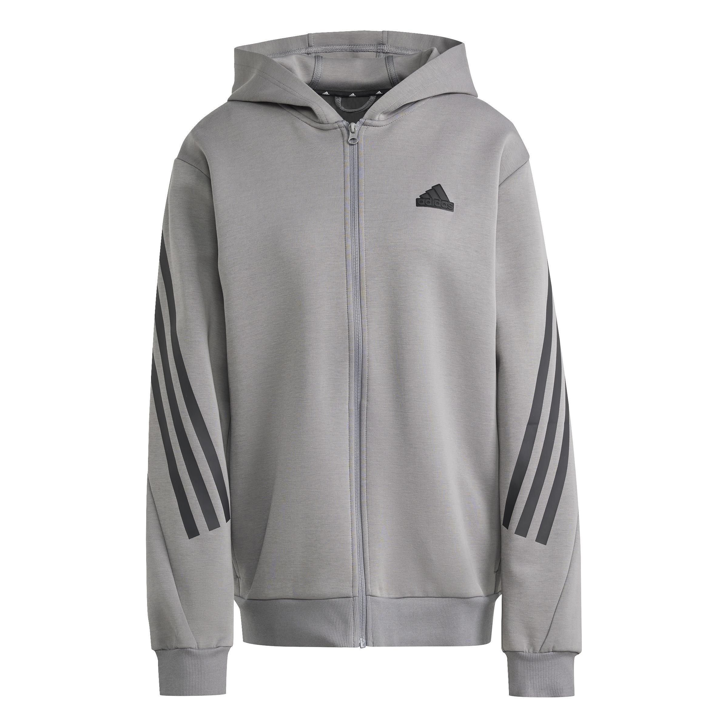 Future Icons 3 Stripes Full-Zip Hoodie, Grey, A701_ONE, large image number 0