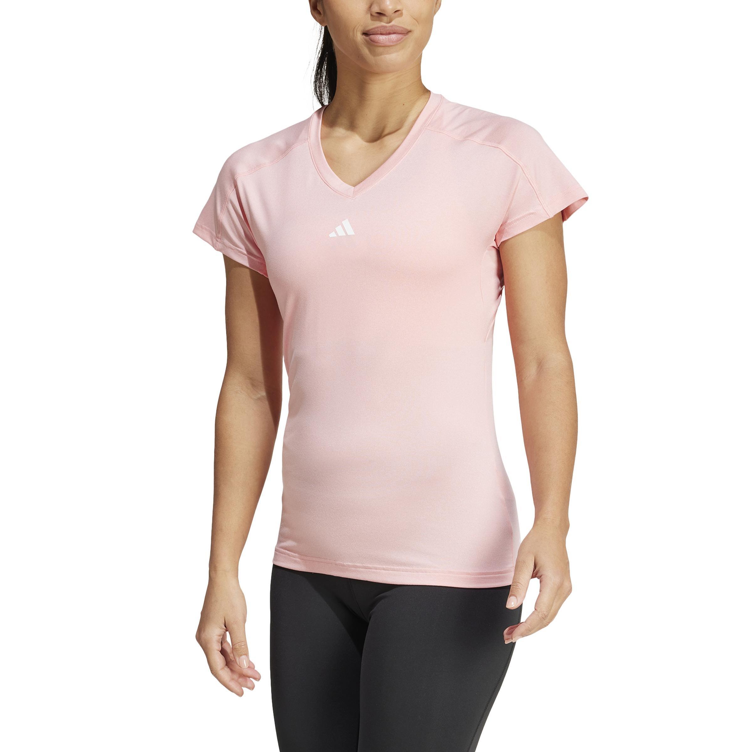 Aeroready Train Essentials Minimal Branding V-Neck T-Shirt, Pink, A701_ONE, large image number 0