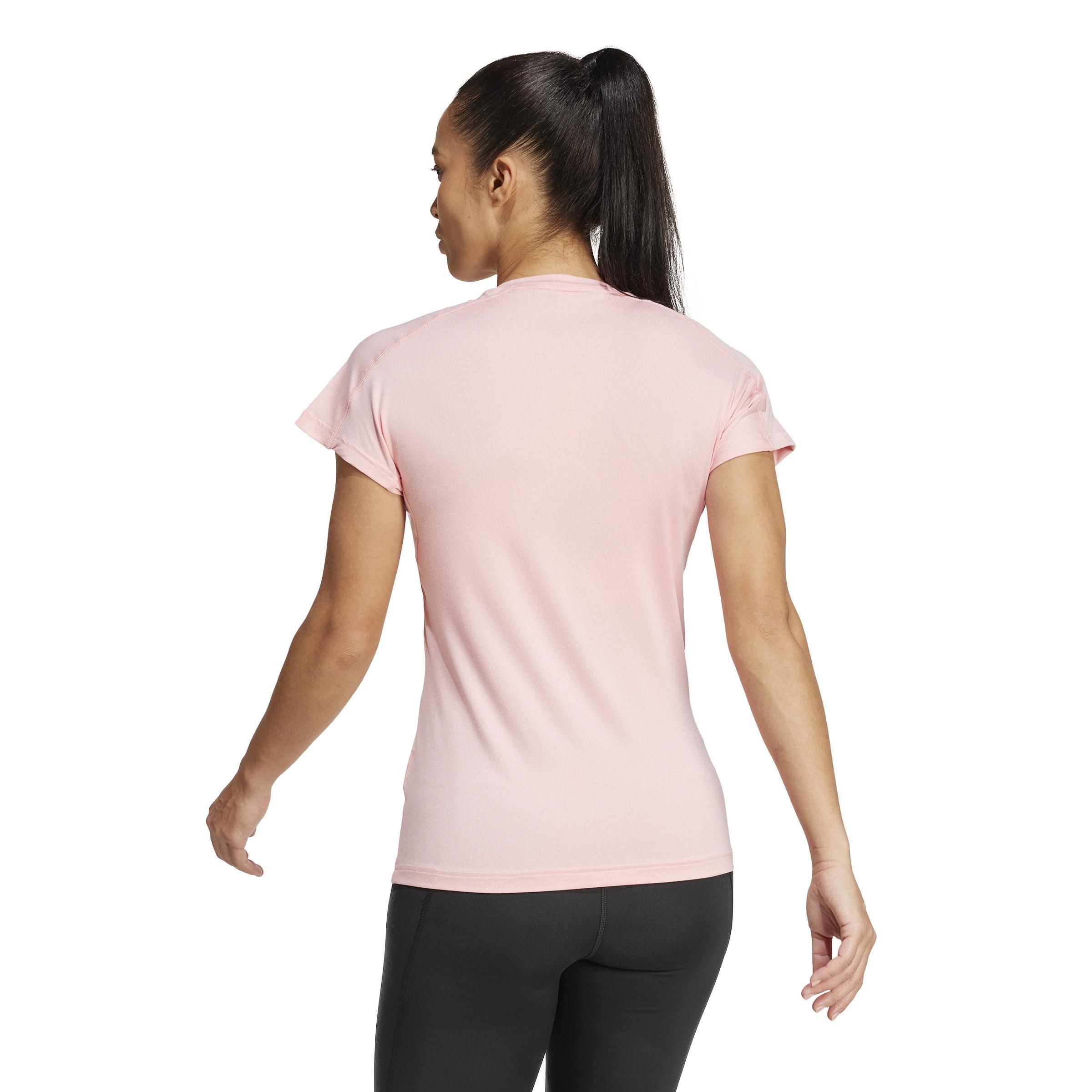 Aeroready Train Essentials Minimal Branding V-Neck T-Shirt, Pink, A701_ONE, large image number 1