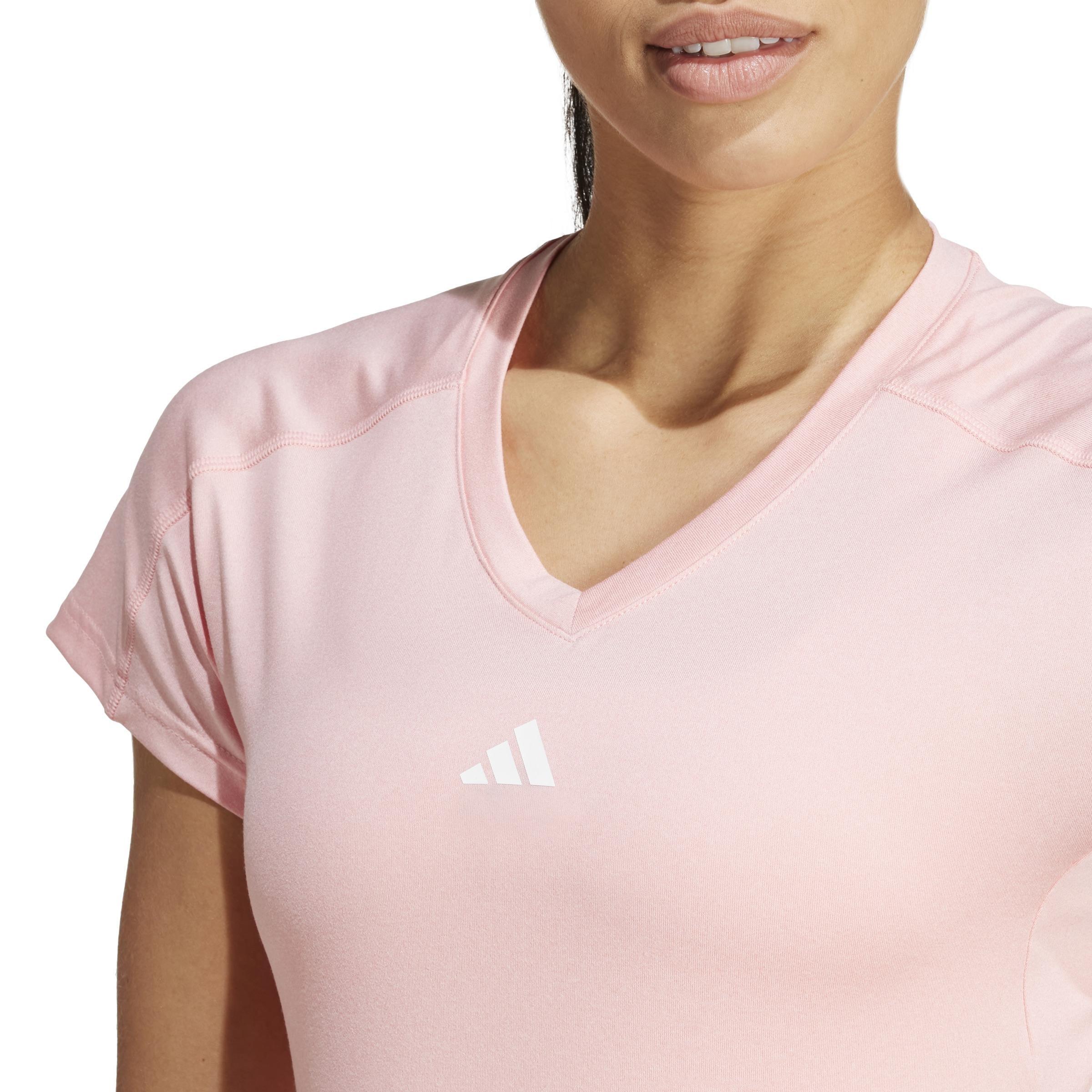 Aeroready Train Essentials Minimal Branding V-Neck T-Shirt, Pink, A701_ONE, large image number 2