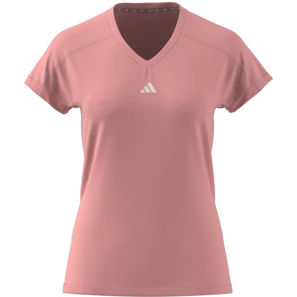 Aeroready Train Essentials Minimal Branding V-Neck T-Shirt, Pink, A701_ONE, large image number 8