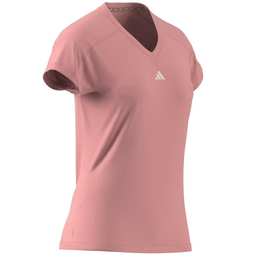 Aeroready Train Essentials Minimal Branding V-Neck T-Shirt, Pink, A701_ONE, large image number 9