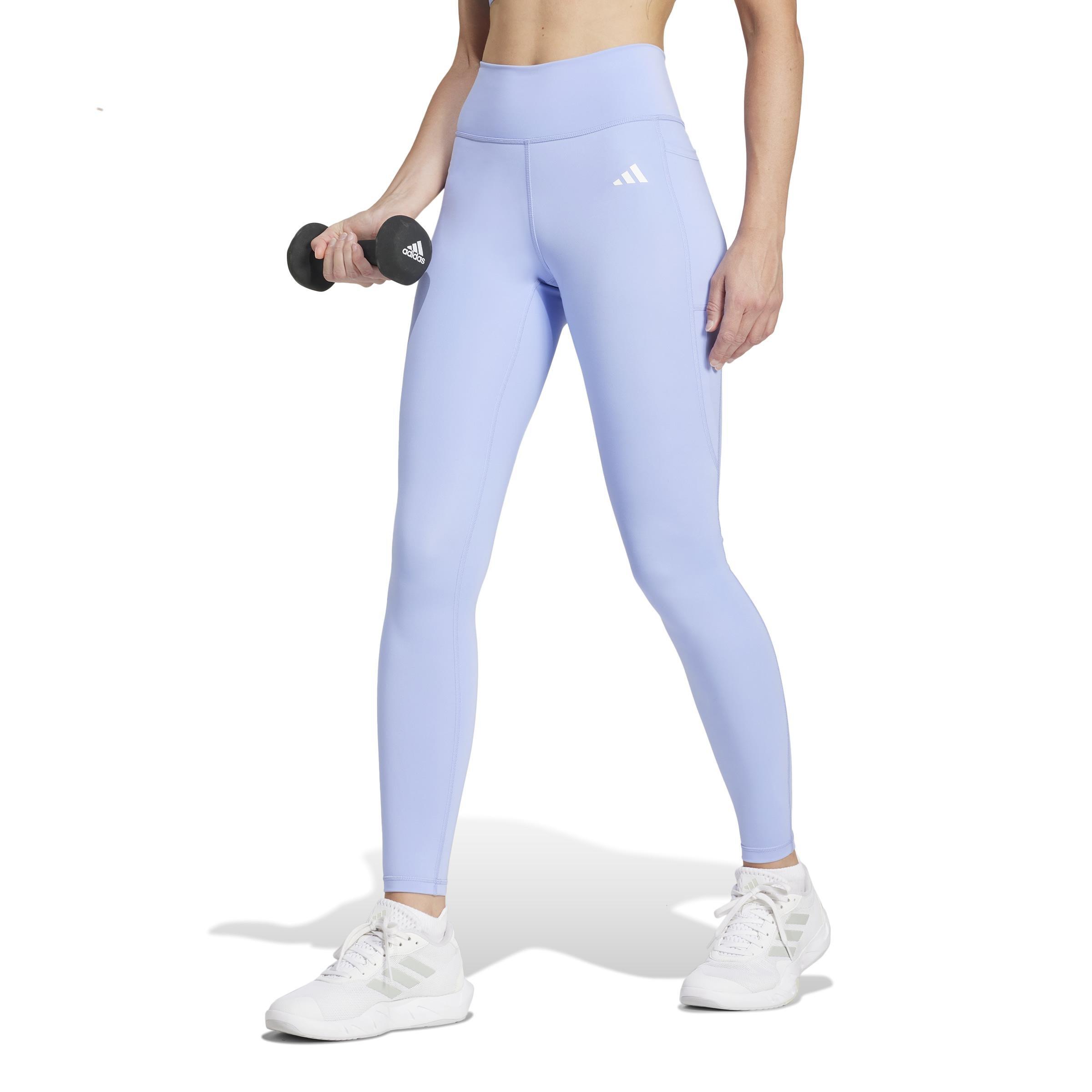 Adidas Optime Essentials Stash Pocket Full Length Leggings, Blue, A701_ONE, large image number 6