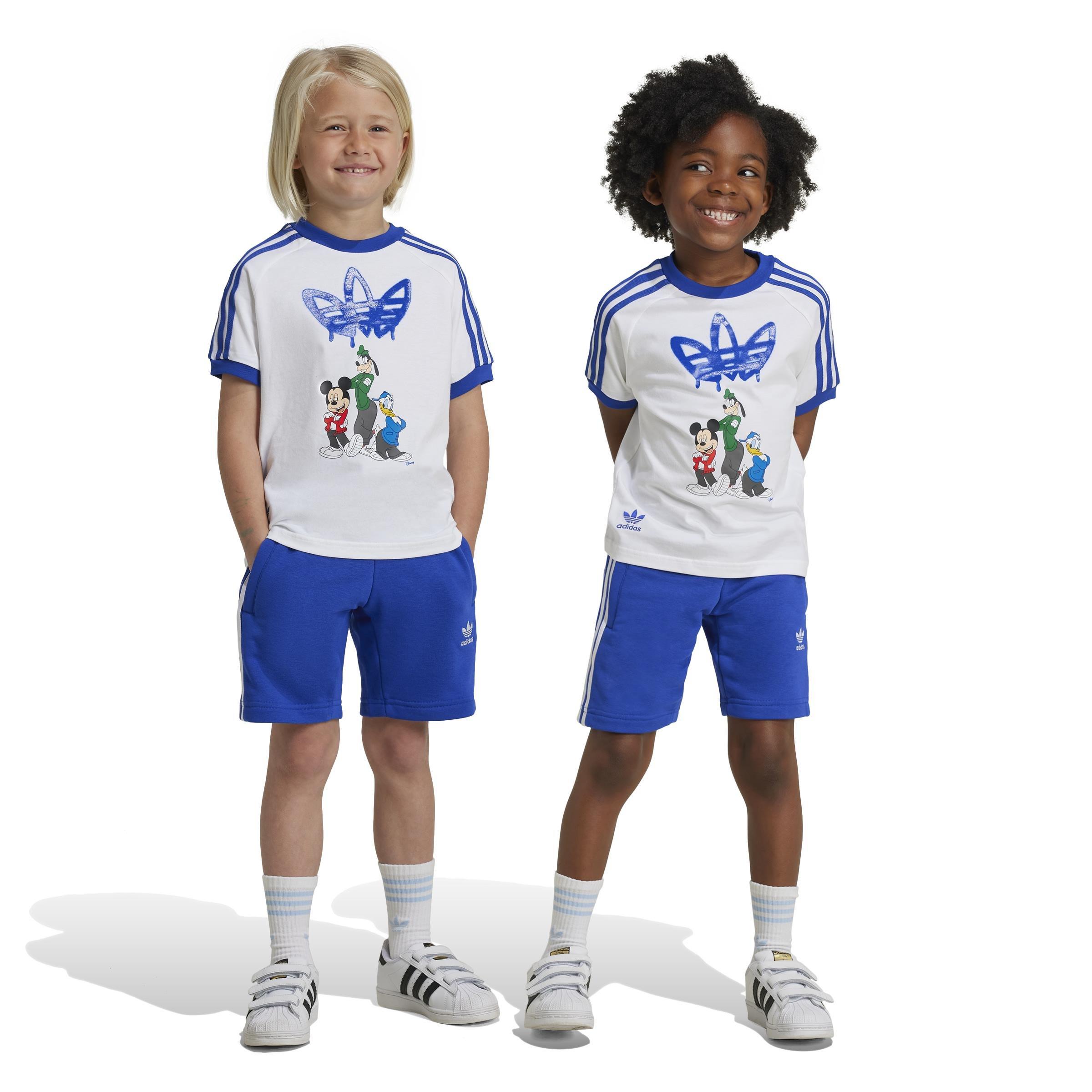 Kids Unisex Disney Mickey Mouse Shorts Tee Set, White, A701_ONE, large image number 0