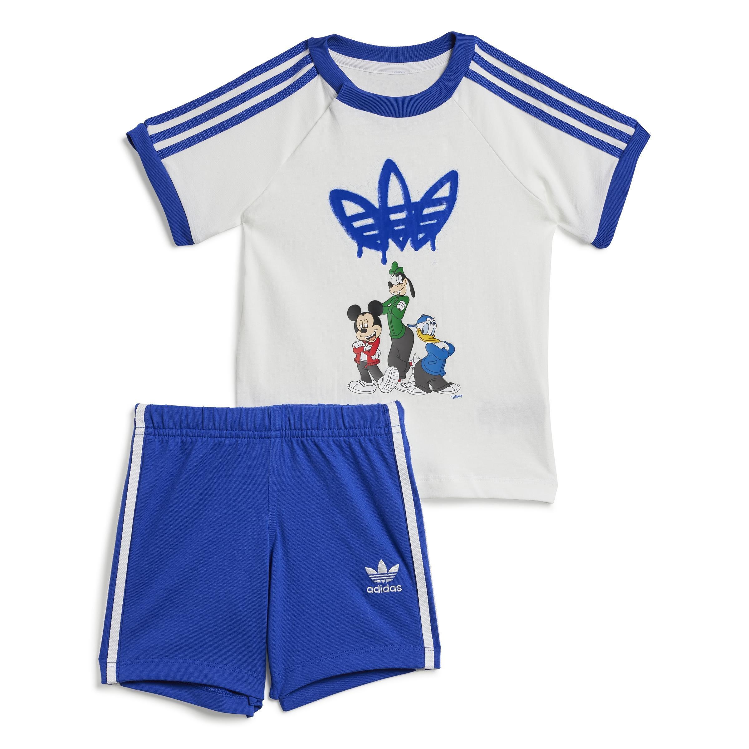 Kids Unisex Disney Mickey Mouse Shorts Tee Set, White, A701_ONE, large image number 0