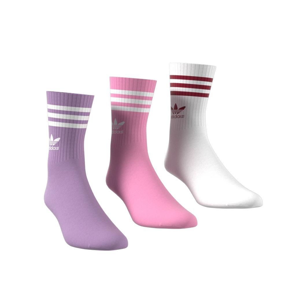 Unisex Mid Cut Crew Socks 3 Pairs, Purple, A701_ONE, large image number 0