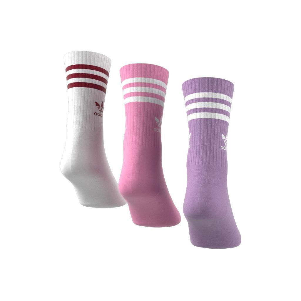 Unisex Mid Cut Crew Socks 3 Pairs, Purple, A701_ONE, large image number 1