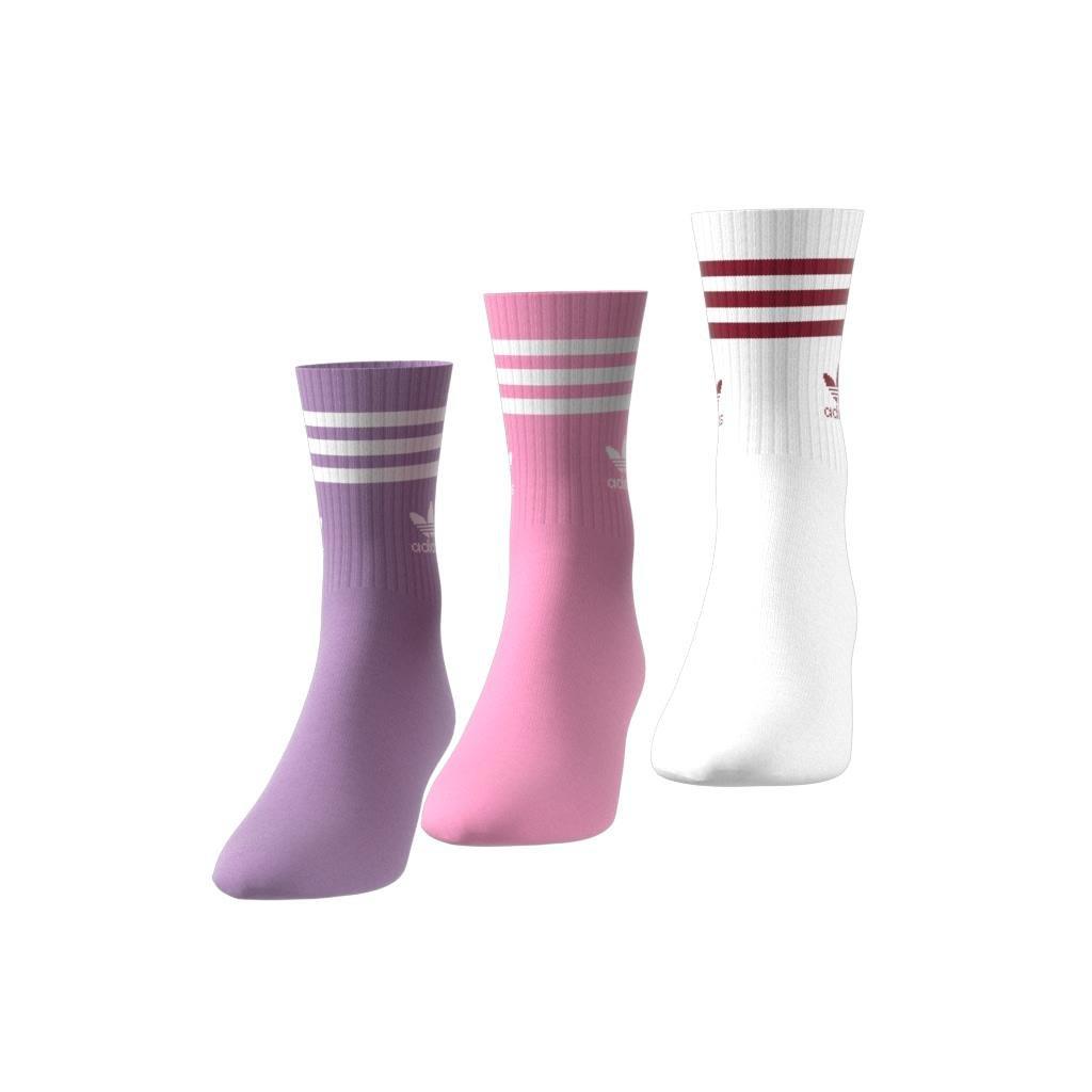 Unisex Mid Cut Crew Socks 3 Pairs, Purple, A701_ONE, large image number 2