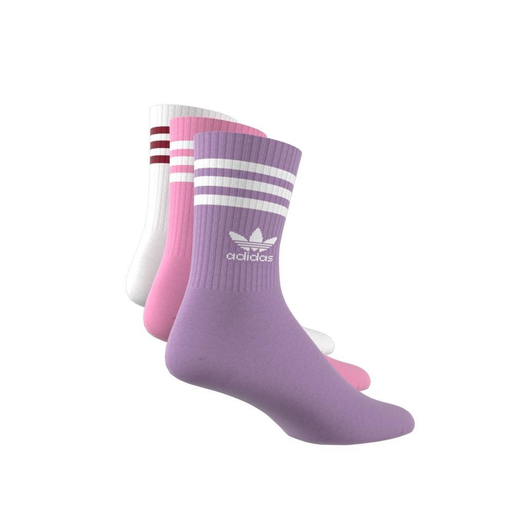 Unisex Mid Cut Crew Socks 3 Pairs, Purple, A701_ONE, large image number 3