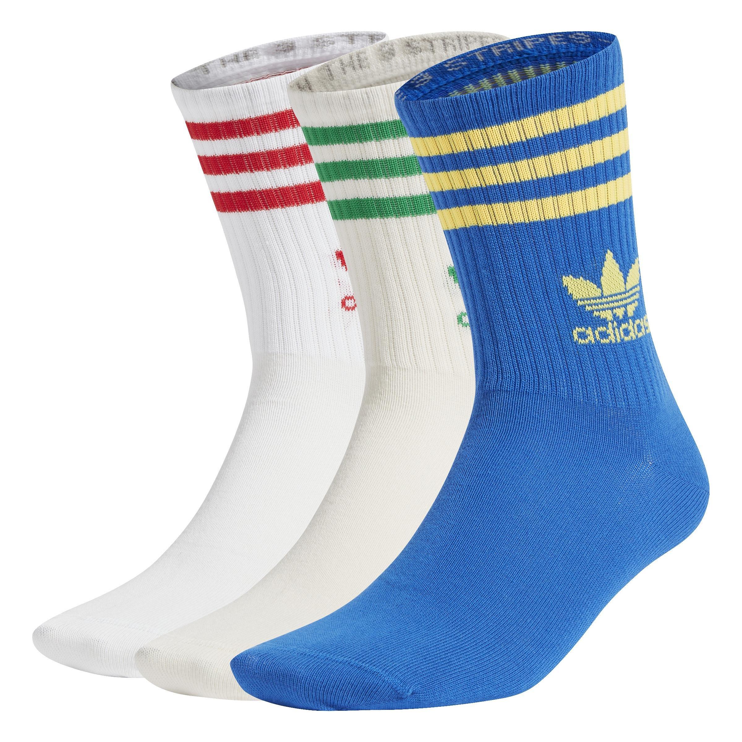 Unisex Mid Cut Crew Socks 3 Pairs, Blue, A701_ONE, large image number 0