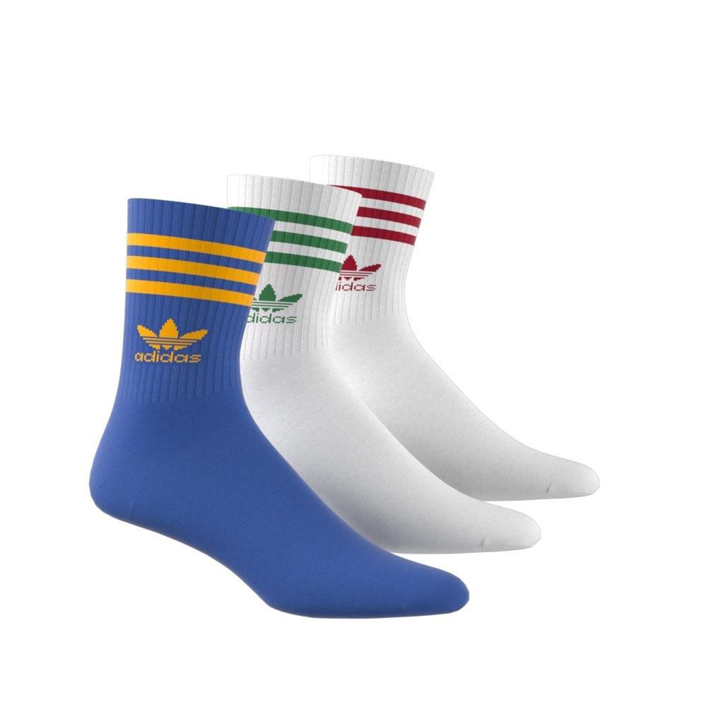 Unisex Mid Cut Crew Socks 3 Pairs, Blue, A701_ONE, large image number 1